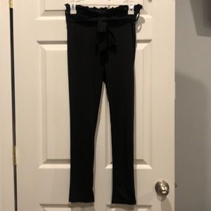 Paper bag black work pants with tie